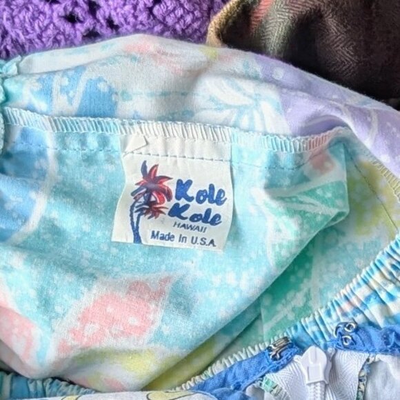 Vintage Kole Kole Hawaiian Blue Ruffle Off Shoulder Floral Mumu Midi Dress - Picture 8 of 9